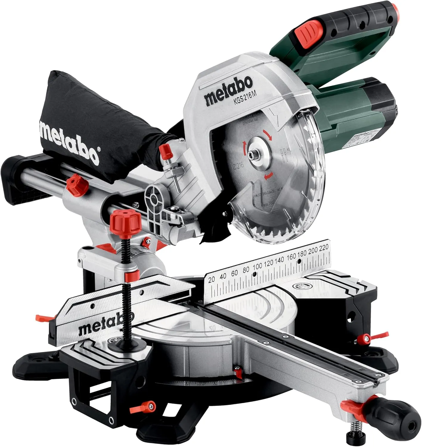 Metabo KGS 216 M Chop Saw (Box with Pull Function, Robust Construction, with Extendable Table Widening) 613216000