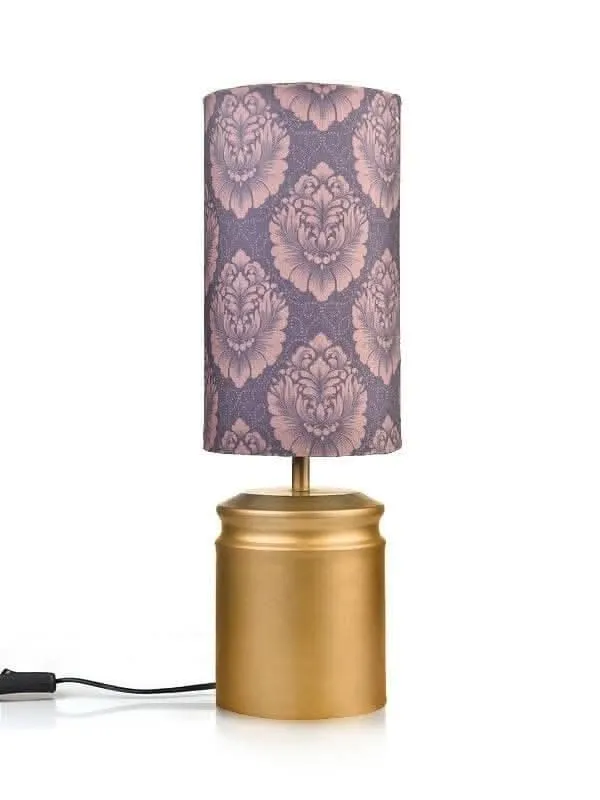 Metal Golden Table Lamp With Motives Printed Shade