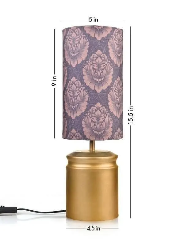 Metal Golden Table Lamp With Motives Printed Shade