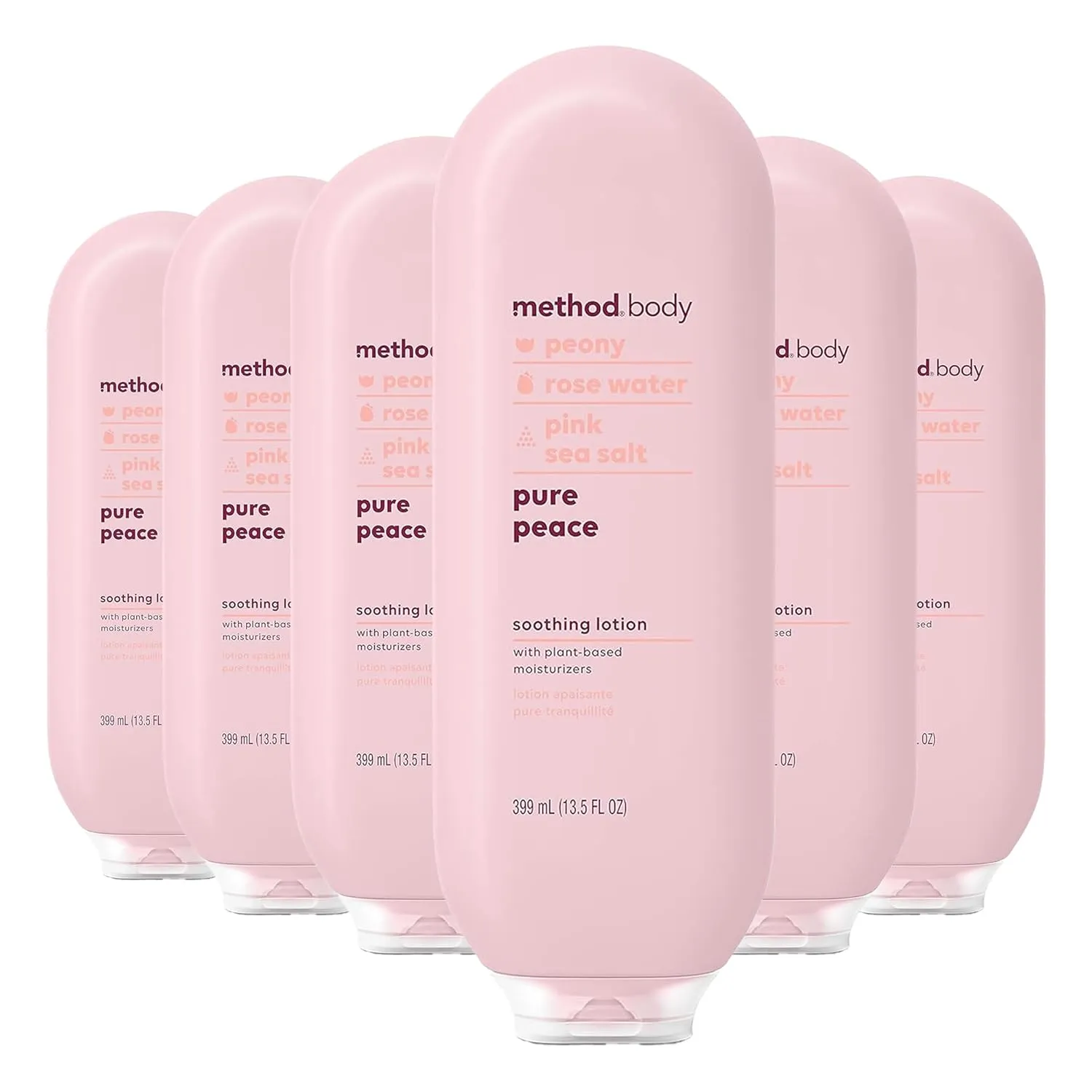 Method Daily Lotion, Pure Peace, Plant-Based Moisturizer for 24 Hours of Hydration, 13.5 Fl Oz (Pack of 6)