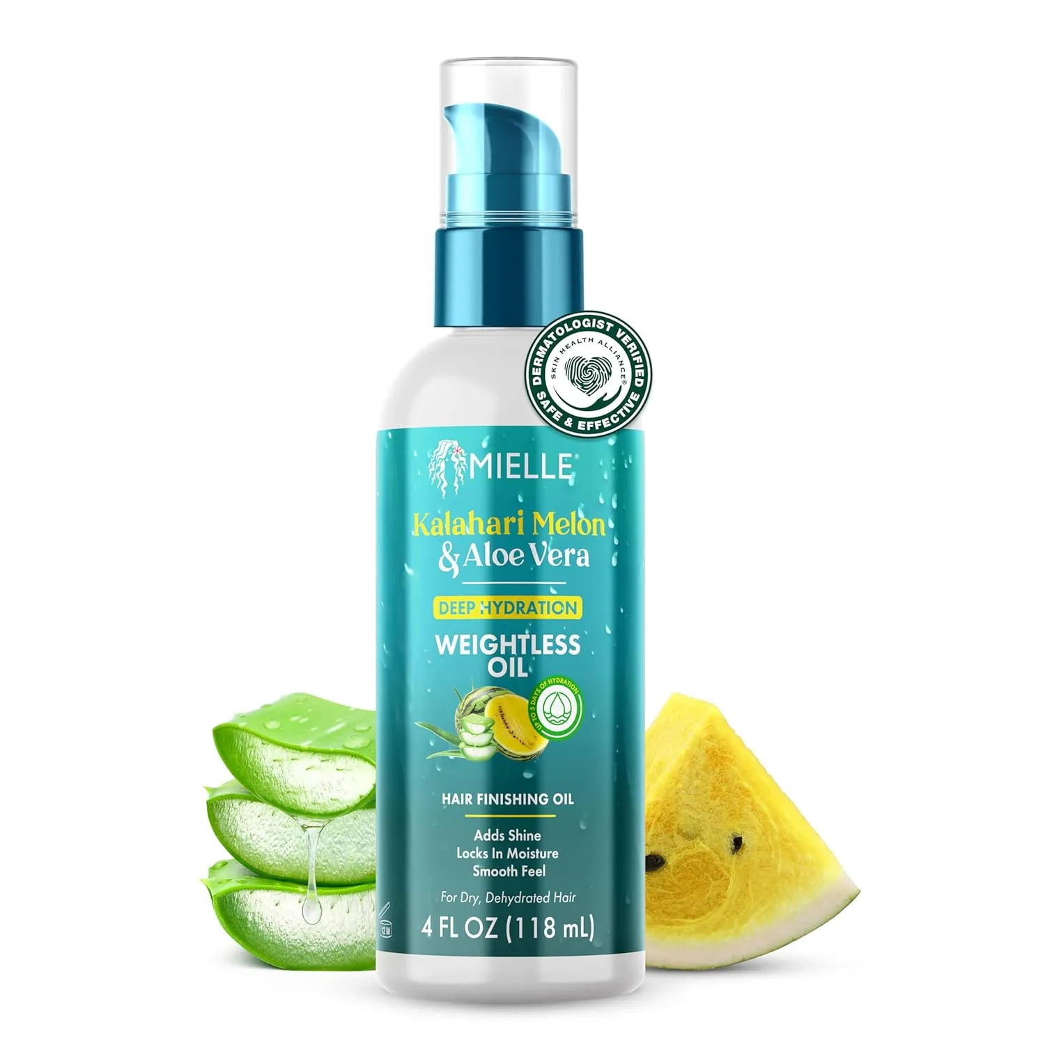 Mielle Weightless Hair Oil - Kalahari Melon & Aloe Vera Deep Hydration Hair Treatment for Dry, Curly and Textured Hair - Lightweight, Non-Greasy Formula for Long-Lasting Hydration (4 fl oz)