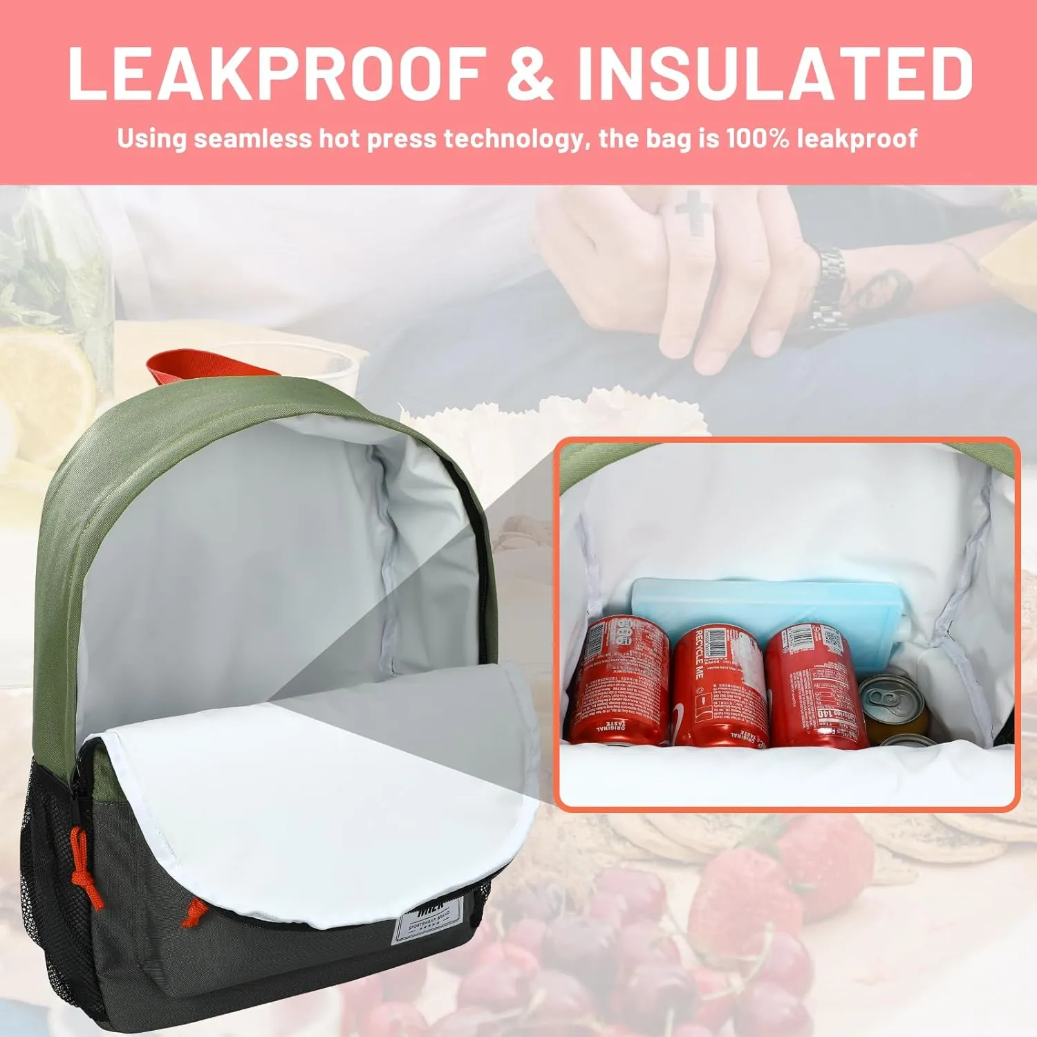 MIER Insulated Backpack Cooler Small Leakproof Lightweight Cute for Women Men to Work, Picnics, Camping, Park Day Trips, 15 L