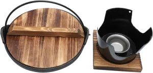 Mikinona Camping Shabu Pot Grill Cast Iron Mess Kit Japanese Cooking Pot Uniform Heat Distribution Easy Clean