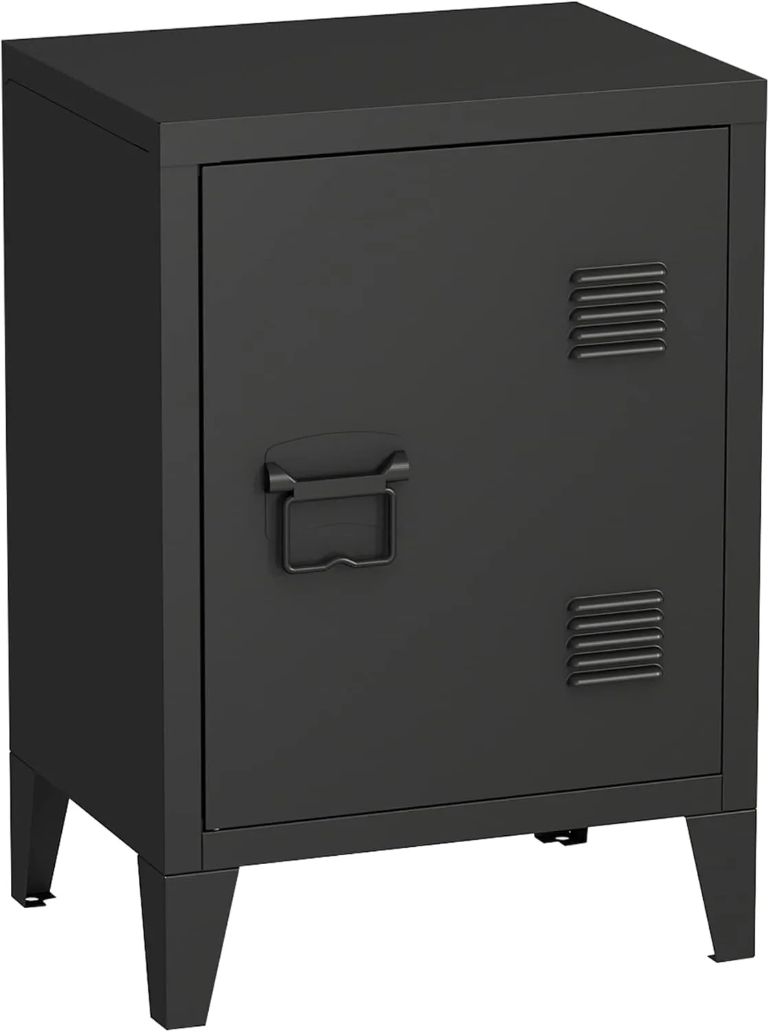 MIOCASA Nightstand Modern End Side Table Steel Bedside Storage Cabinet with Shelf Easy Assembly for Living Room Bedroom (Black)