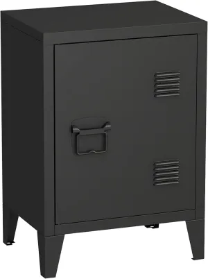 MIOCASA Nightstand Modern End Side Table Steel Bedside Storage Cabinet with Shelf Easy Assembly for Living Room Bedroom (Black)