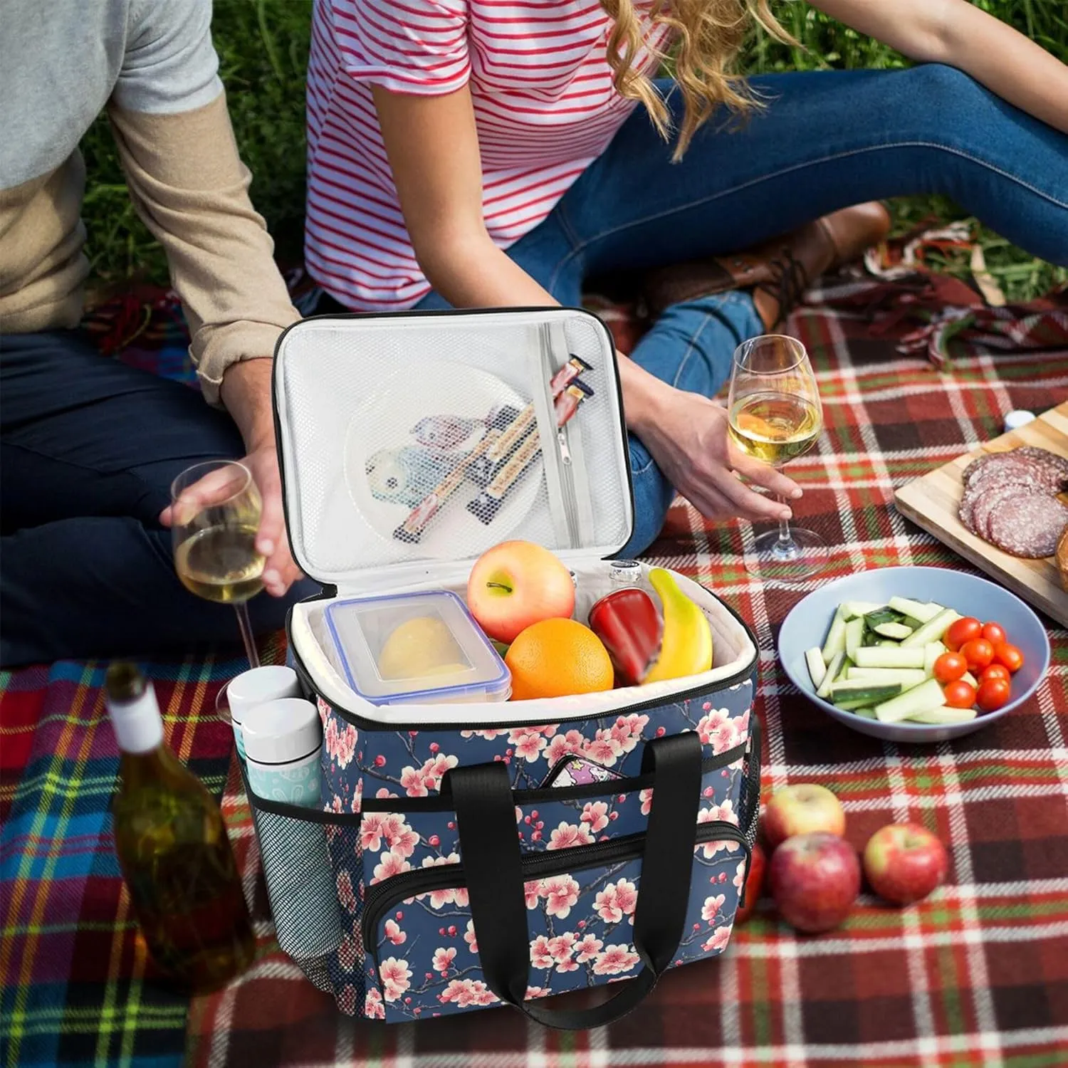 MNSRUU Cooler Bag Retro Ethnic Soft Cooler Bag Insulated Lunch Totes Picnic Bag Beach Cooler Lunch Box Container with Adjustable Shoulder Strap