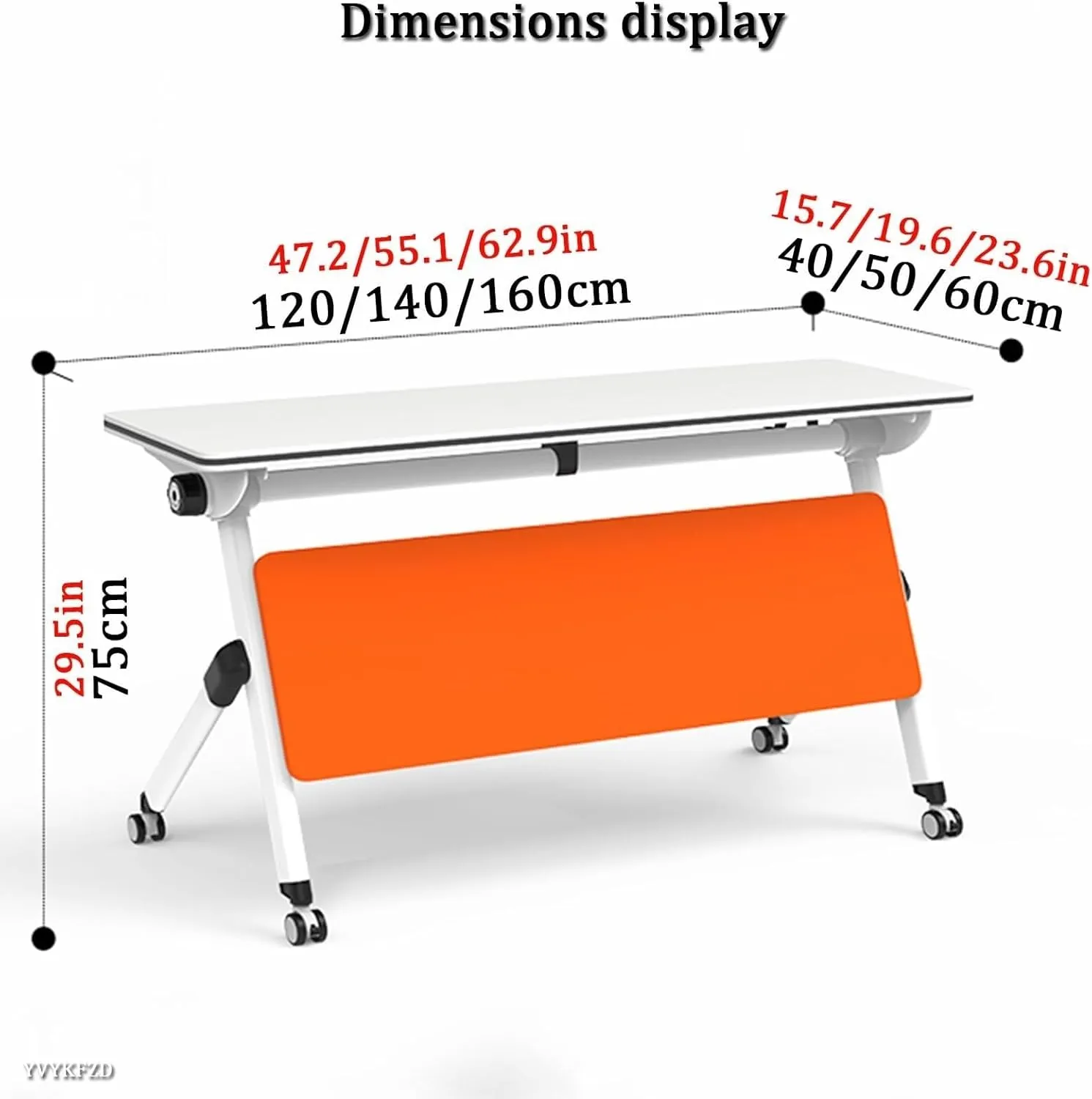 Mobile Meeting Table with Wheels, Folding Conference for Office & Classroom, Rolling Training Rectangular Design(4PCS)