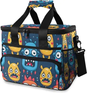 Monster Color Childish Doodle Cooler Bag Insulated Cooler Soft Sided Cooler 24 Can Portable Picnic Bag Large Leakproof Lunch Bag Box for Beach Grocery Camping Travel Car Men Women