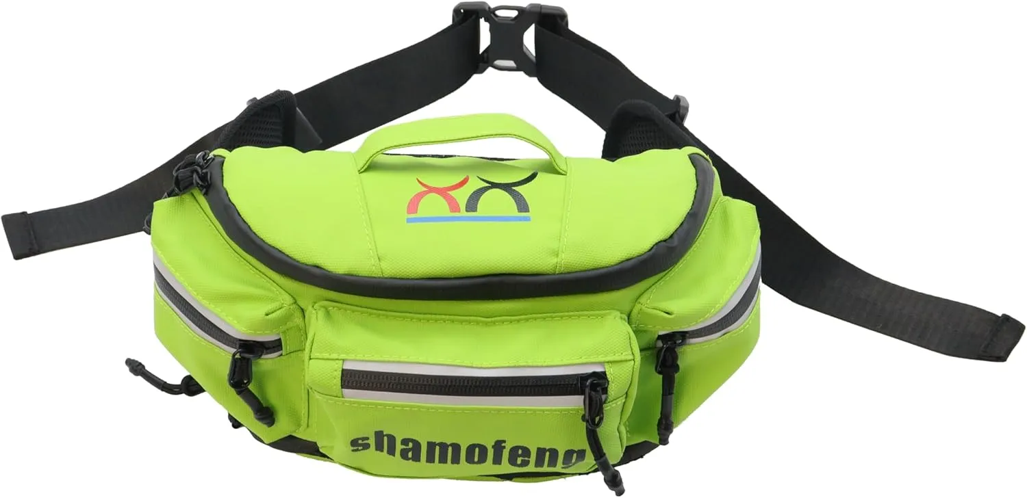 Motorcycle Waist Bag Fanny Pack and Cycling Glasses For Men Women Hip Bum Bag with Multi-Pockets Large Capacity Casual Bum Bag for Cycling Hiking Running, Green