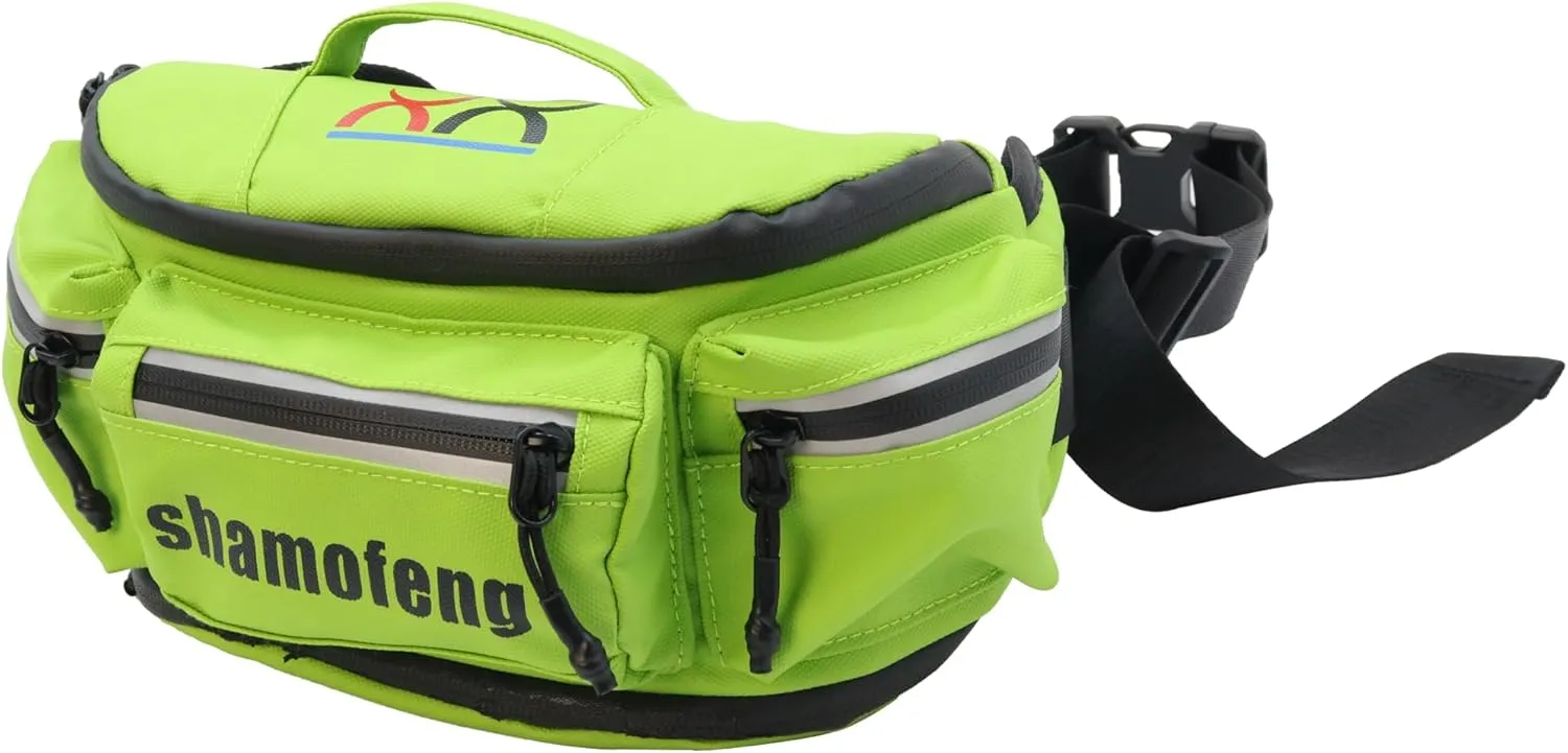 Motorcycle Waist Bag Fanny Pack and Cycling Glasses For Men Women Hip Bum Bag with Multi-Pockets Large Capacity Casual Bum Bag for Cycling Hiking Running, Green