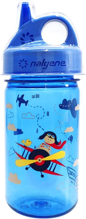 Nalgene Kids Sustain Grip-N-Gulp Water Bottles Made with Material Derived from 50% Plastic Waste, Leak Proof Sippy Cup, Durable, BPA and BPS Free, Dishwasher Safe, Reusable, 12 Ounces, Orange Volcano