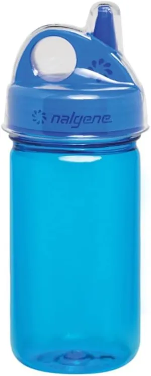 Nalgene Kids Sustain Grip-N-Gulp Water Bottles Made with Material Derived from 50% Plastic Waste, Leak Proof Sippy Cup, Durable, BPA and BPS Free, Dishwasher Safe, Reusable, 12 Ounces, Orange Volcano