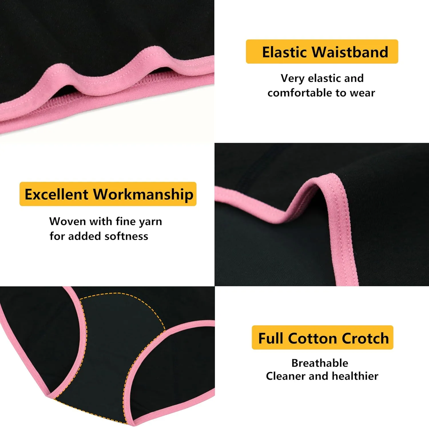 Nalwort Teen Girls Period Underwear Menstrual Period Panties Leak-Proof Cotton Protective Briefs Pack of 6