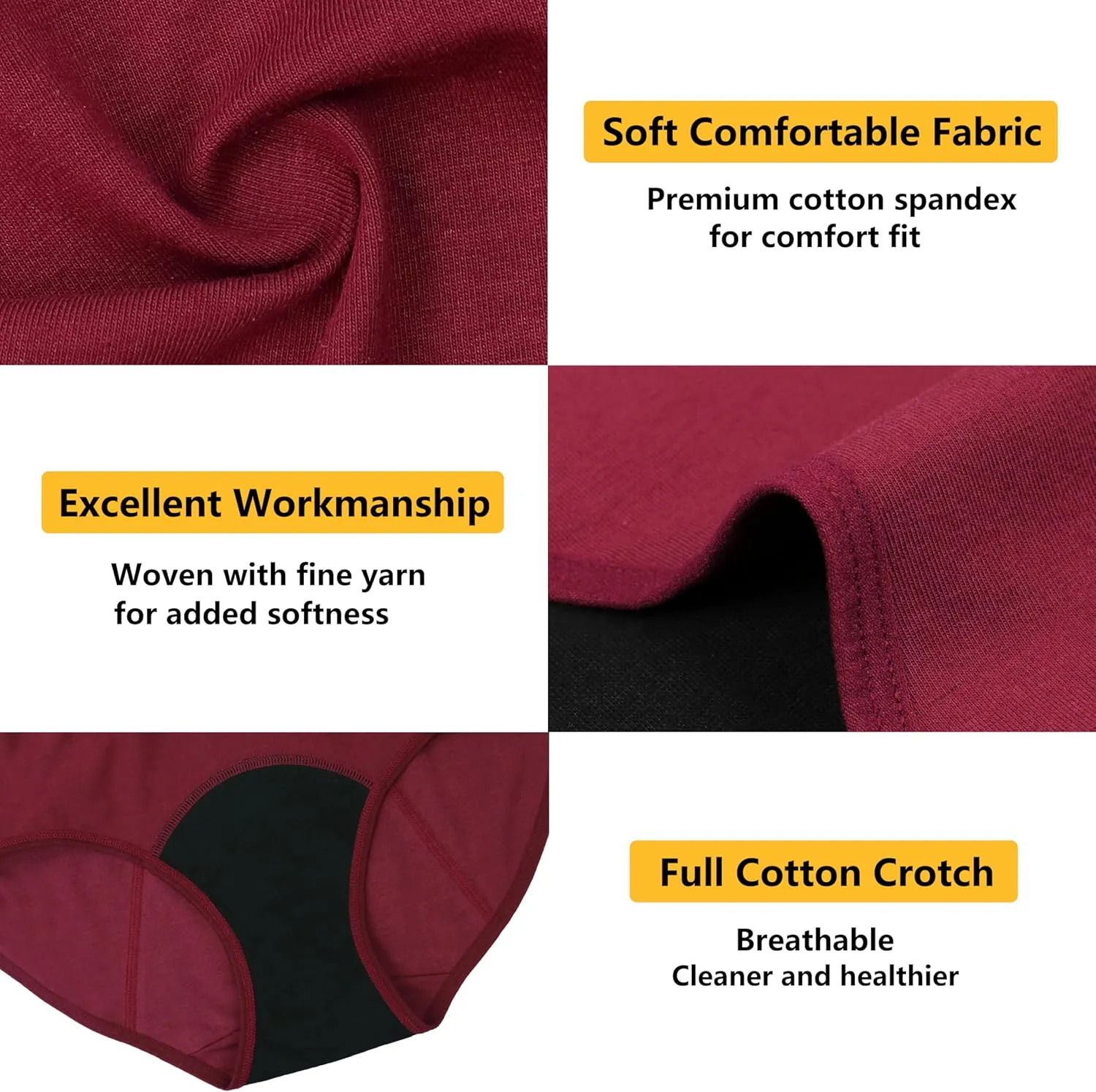 Nalwort Teen Girls Period Underwear Menstrual Period Panties Leak-Proof Cotton Protective Briefs Pack of 6