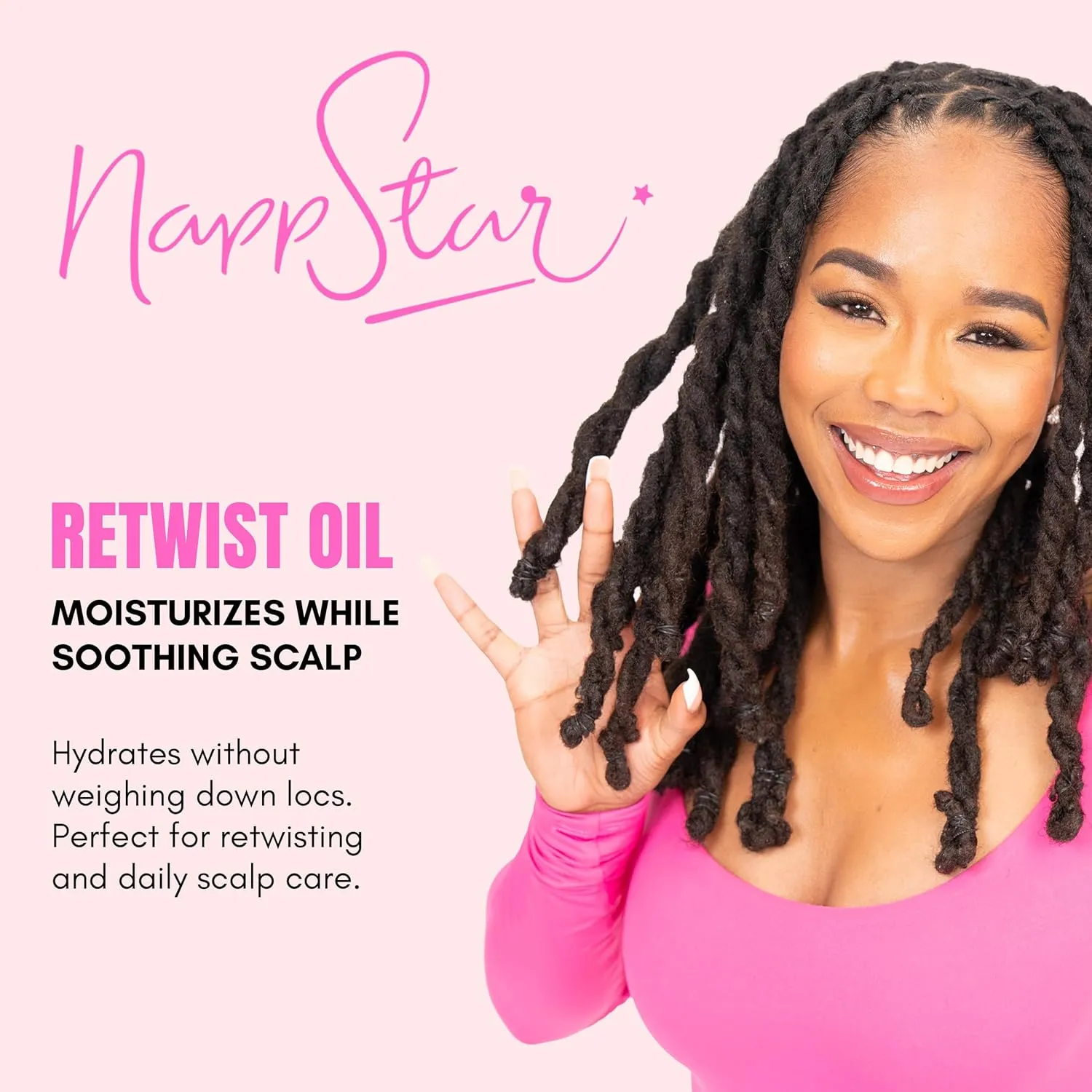 NappStar Unscented Retwist Oil, Moisturizing Loc Oil for Dreadlocks, Natural Hair Care with Lightweight Base, 4 Fl Oz