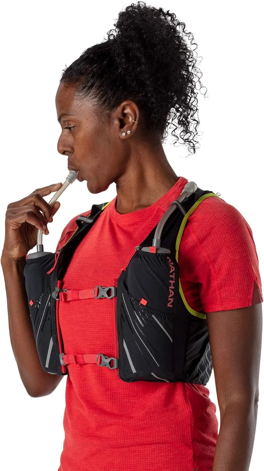 Nathan Hydration Race Vest. 4L Pinnacle Hydration Pack with Two 20oz Hydration Soft Flask, Water-Resistant Pockets, Lightweight & Moisture Wicking