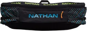 Nathan Running Belt Pinnacle Hydration Waistbelt/WaistPack. Includes Soft Flask, Storage, Zipper Pocket. For Running, Hiking Fanny Pack. No Bounce! (Black/Blue Me Away, S/M)