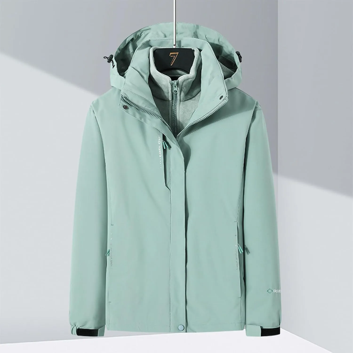 NATHGAM Women's Waterproof Hiking Skiing Jacket 3 in 1 with Removable Hood Coat Thicken Fleece Lined Winter Warm Rain Coat