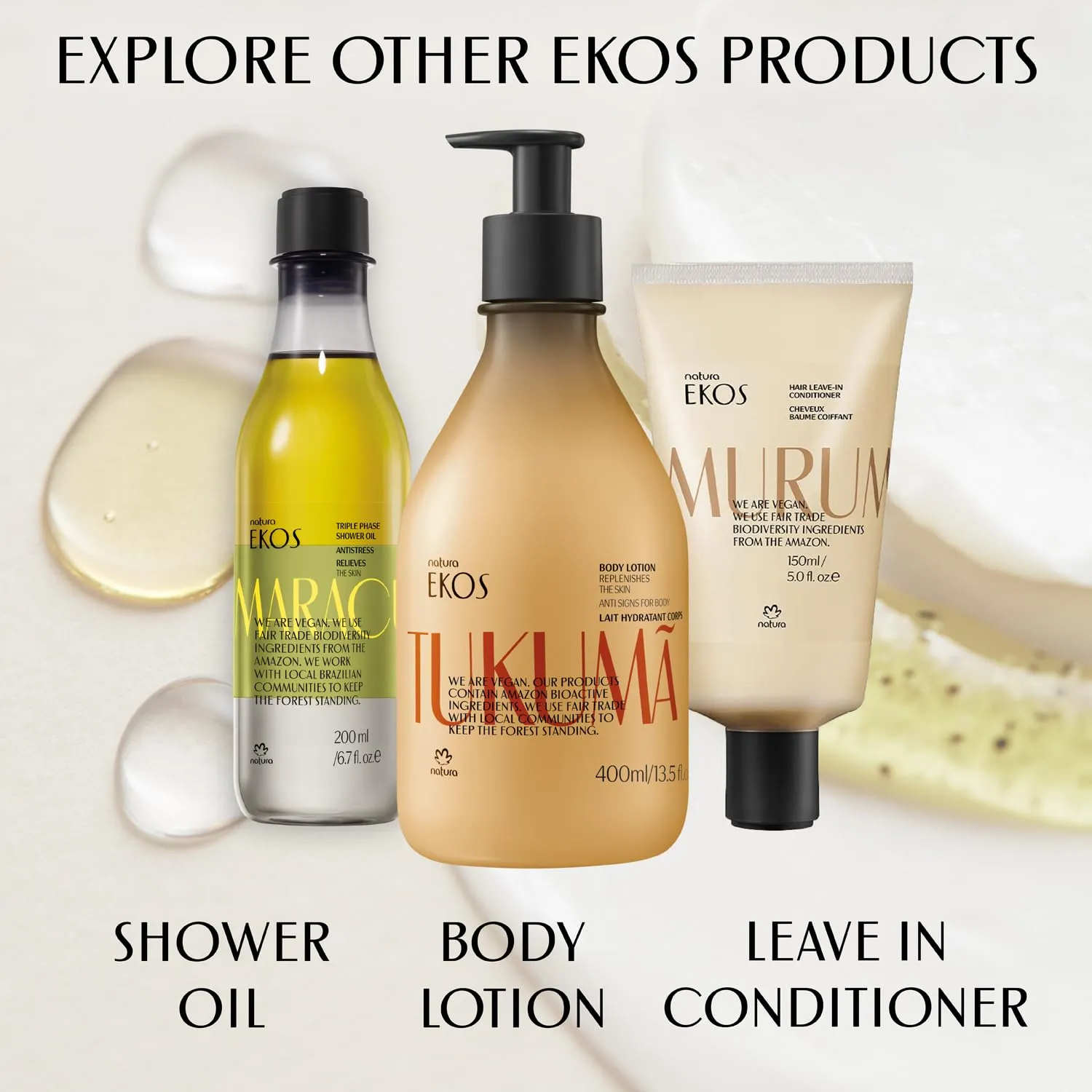 natura - Ekos Tropical Hand Cream Trio Variety Pack, 3 Creams - (1) Maracujá, (1) Castanha, & (1) Açaí Hand Cream - Vegan Skin Care - Brazilian Beauty Secrets - Self Care & Body Care - 1.41oz (40g)