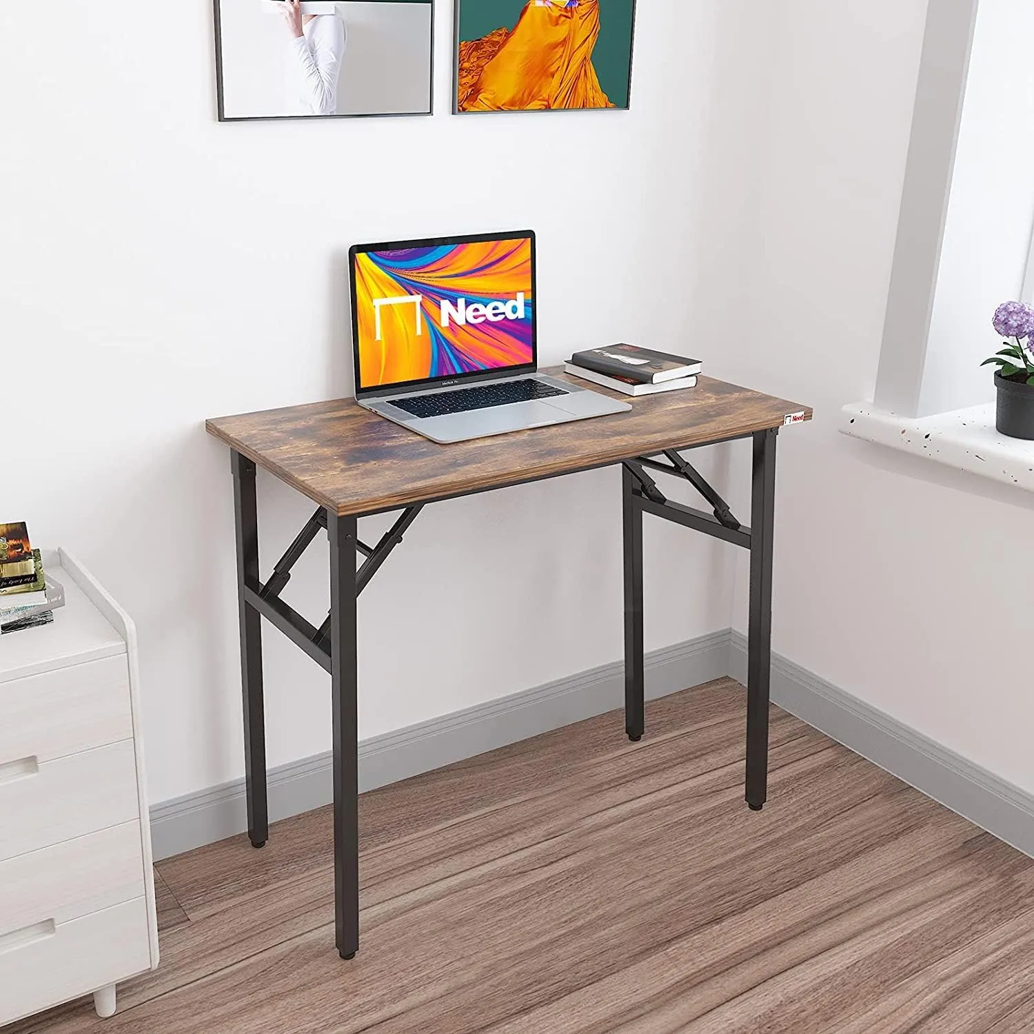 Need Small Desk 31 1/2" No Assembly Foldable Writing Table,Sturdy and Heavy Duty Folding Computer Desks for Small Space/Home Office/Dormitory AC5FB(80 * 40)