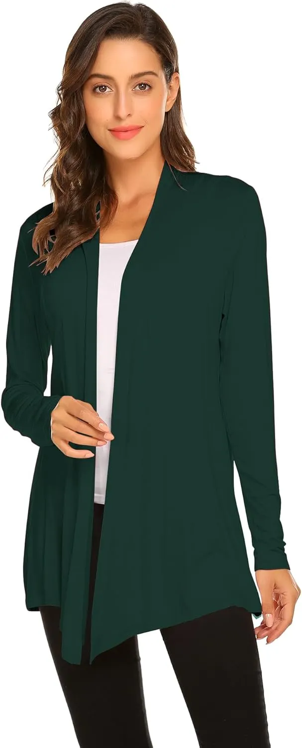 Newchoice Womens Casual Lightweight Long Sleeve Cardigan Soft Drape Open Front Fall Dusters (S-3XL)