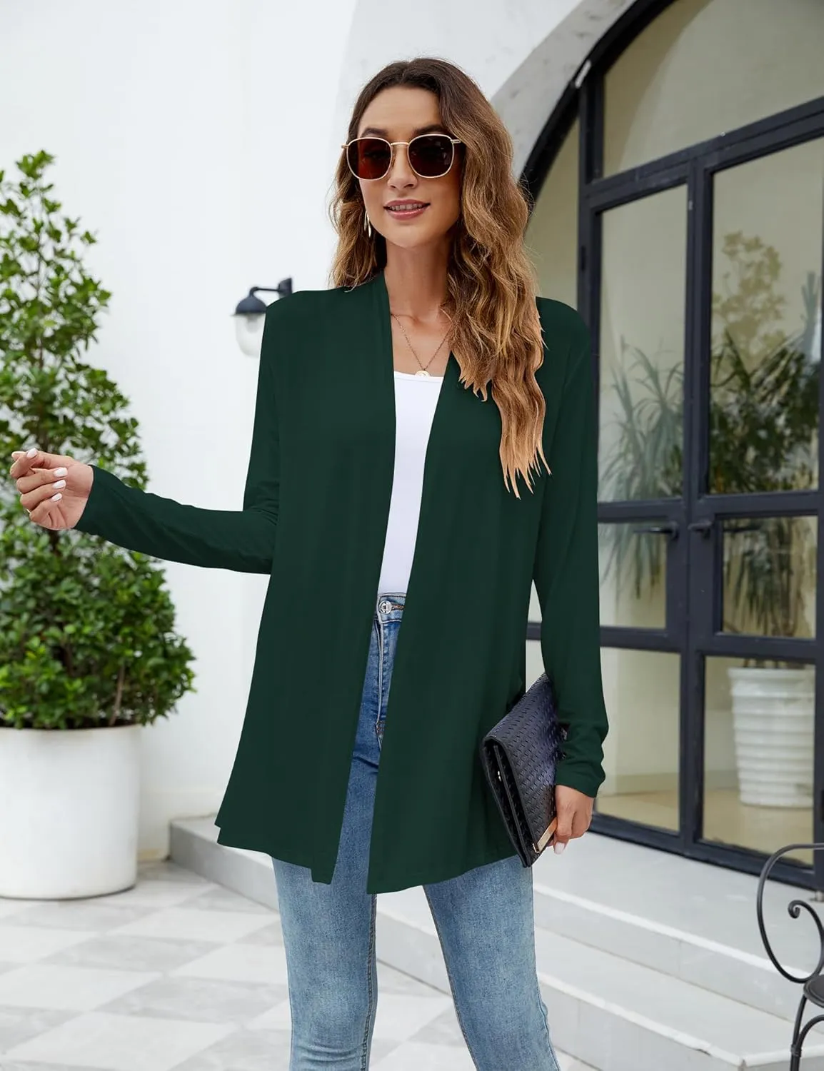 Newchoice Womens Casual Lightweight Long Sleeve Cardigan Soft Drape Open Front Fall Dusters (S-3XL)