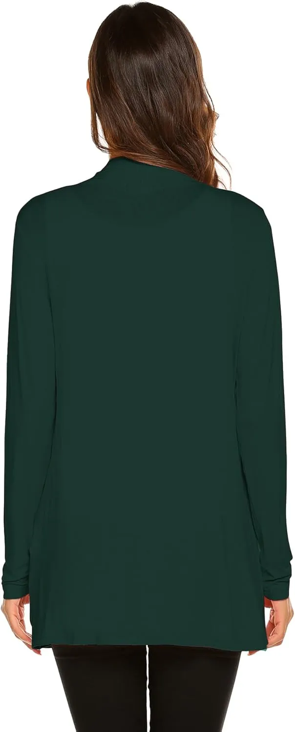 Newchoice Womens Casual Lightweight Long Sleeve Cardigan Soft Drape Open Front Fall Dusters (S-3XL)