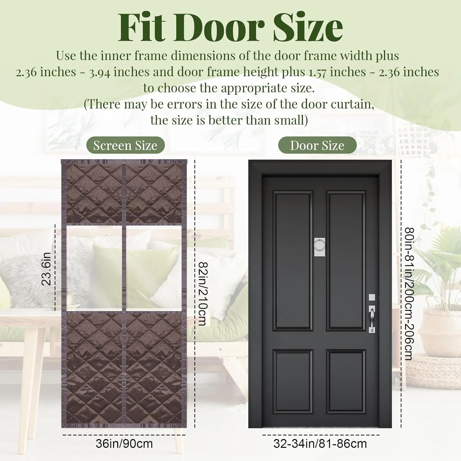 Newwiee 2 Pack Magnetic Thermal Insulated Door Curtain Winter Windproof Doorway Cover Curtain Visible Window Keep Warm Soundproof Blanket(Fits Door Size 32 x 80 Inch,Windows Brown)