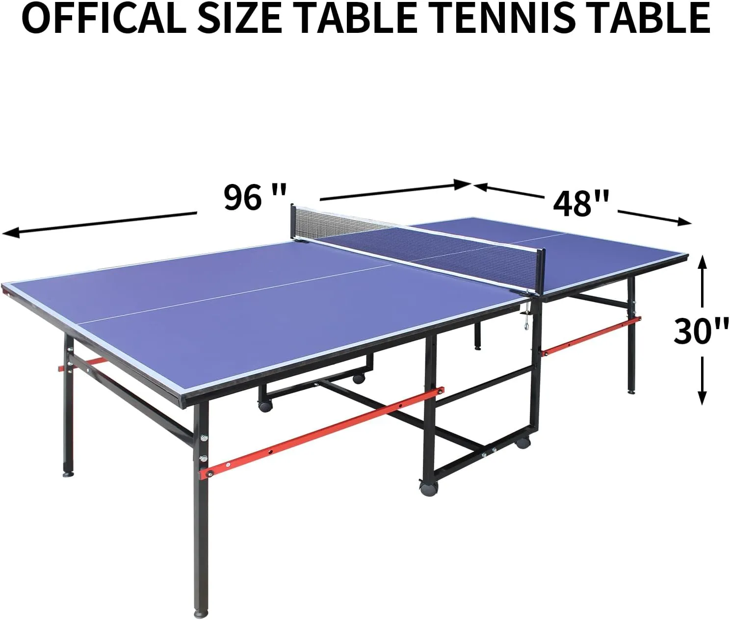 NicBex 8ft Mid-Size Ping Pong Table Foldable Set,Portable Table Tennis Table Set with Game Net,2 Table Tennis Paddles and 3 Balls for Indoor and Outdoor Games,Easy Assembly,Easy Storage,Blue Black