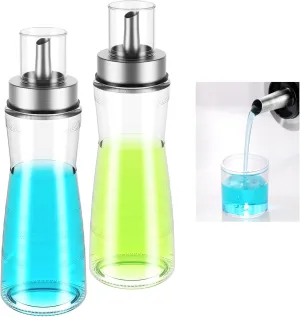 NiHome 2-Pack 10oz Leakproof Glass Bottles Mouthwash Dispensers for Everyday Family Use, Easy Pour Design with Built-In Mouthwash Cup and Dust Cover, Spill-Free and Space-Saving for Clean Countertops