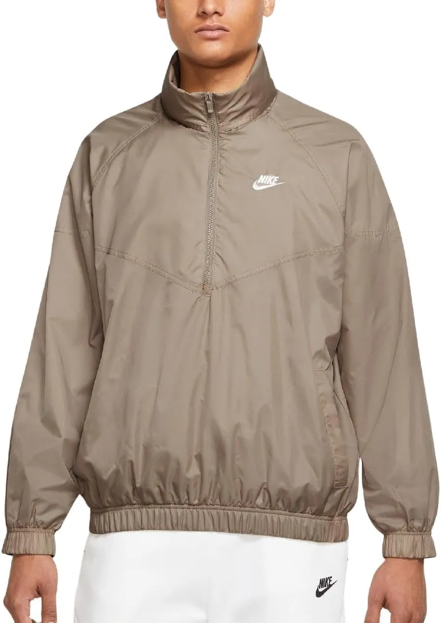 Nike 1/2 Zip Windrunner Men's Jacket (US, Alpha, Small, Regular, Regular, Khaki/White