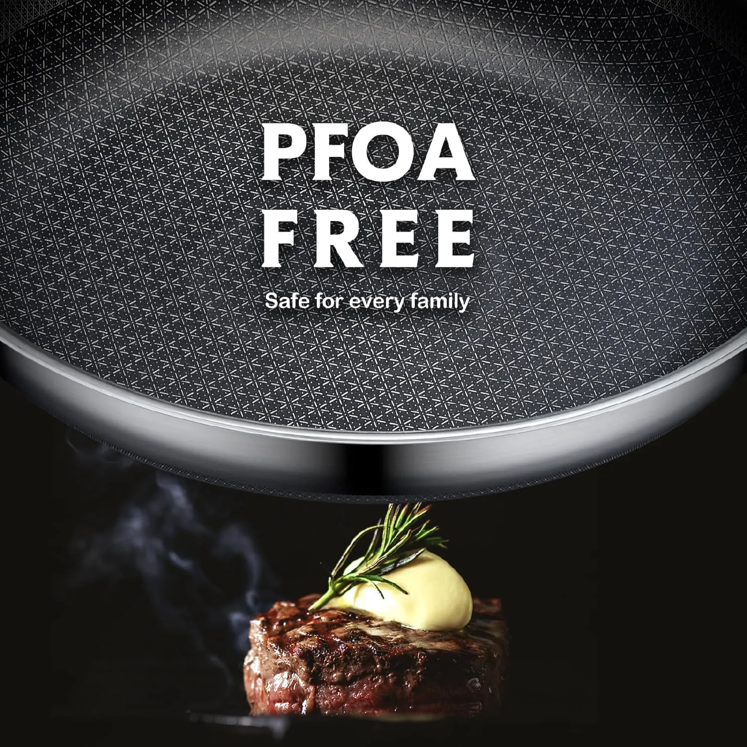 Non Stick Frying Pans, 12 inch with Lid Hybrid Frying Pans Nonstick,non stick Stainless Steel Skillets, Dishwasher/Oven Safe Cookware, Induction Compatible, PFOA Free Cookware