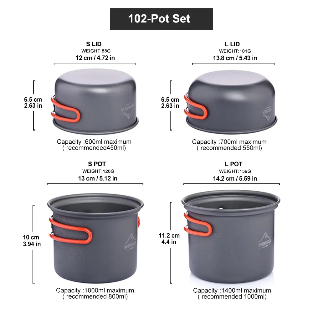 Non-stick Pots Pans Portable Outdoor Camping Hiking Cooking Set Cookware travel tableware