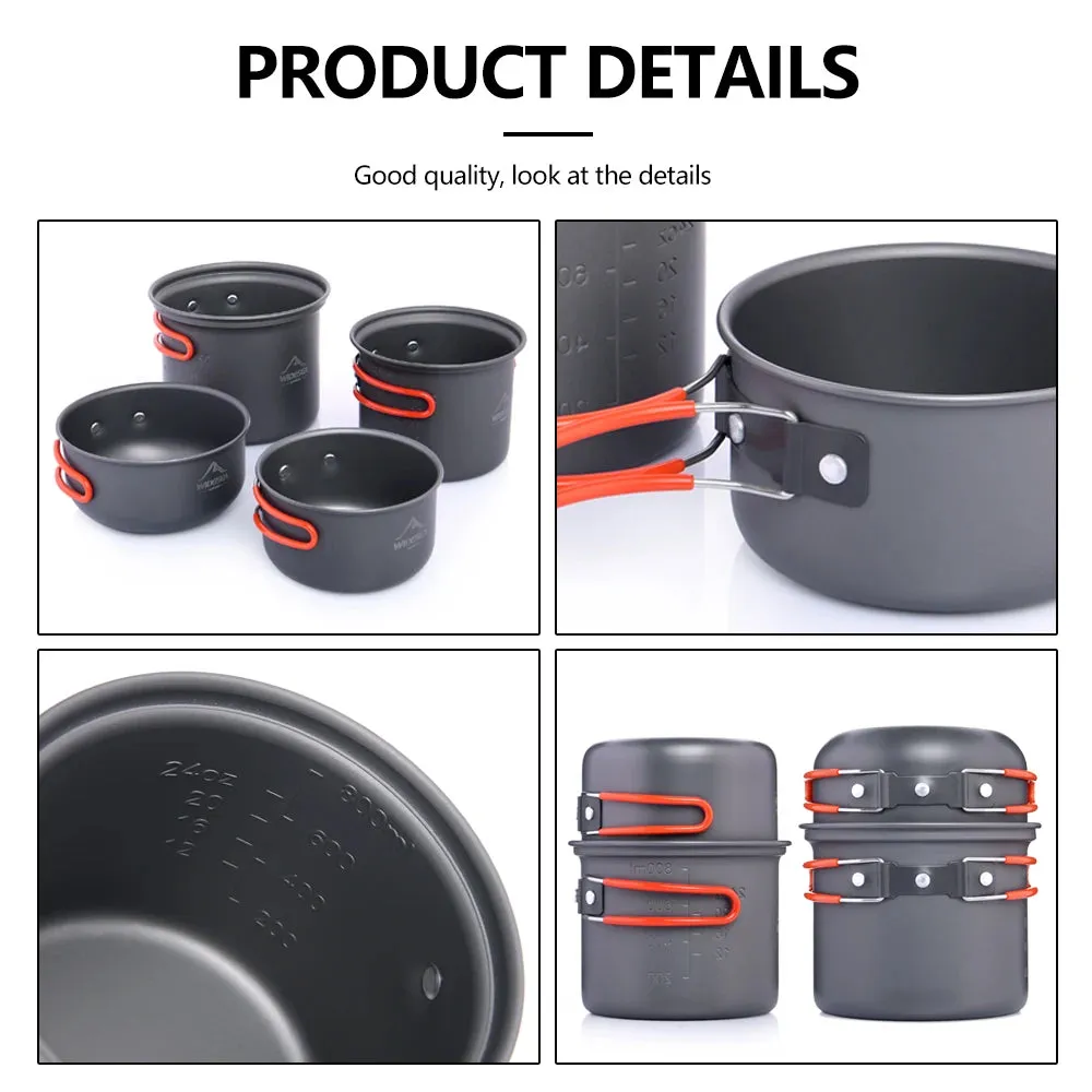 Non-stick Pots Pans Portable Outdoor Camping Hiking Cooking Set Cookware travel tableware