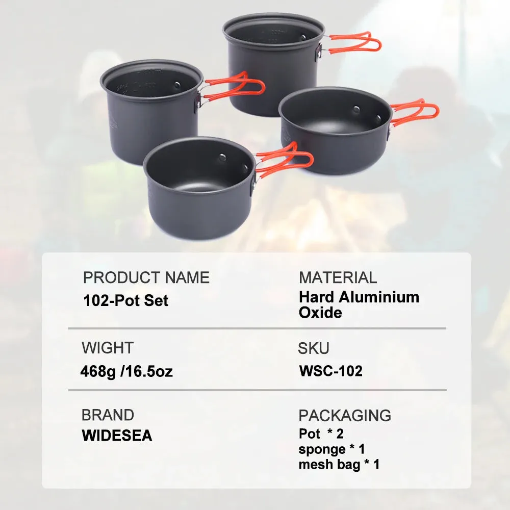 Non-stick Pots Pans Portable Outdoor Camping Hiking Cooking Set Cookware travel tableware