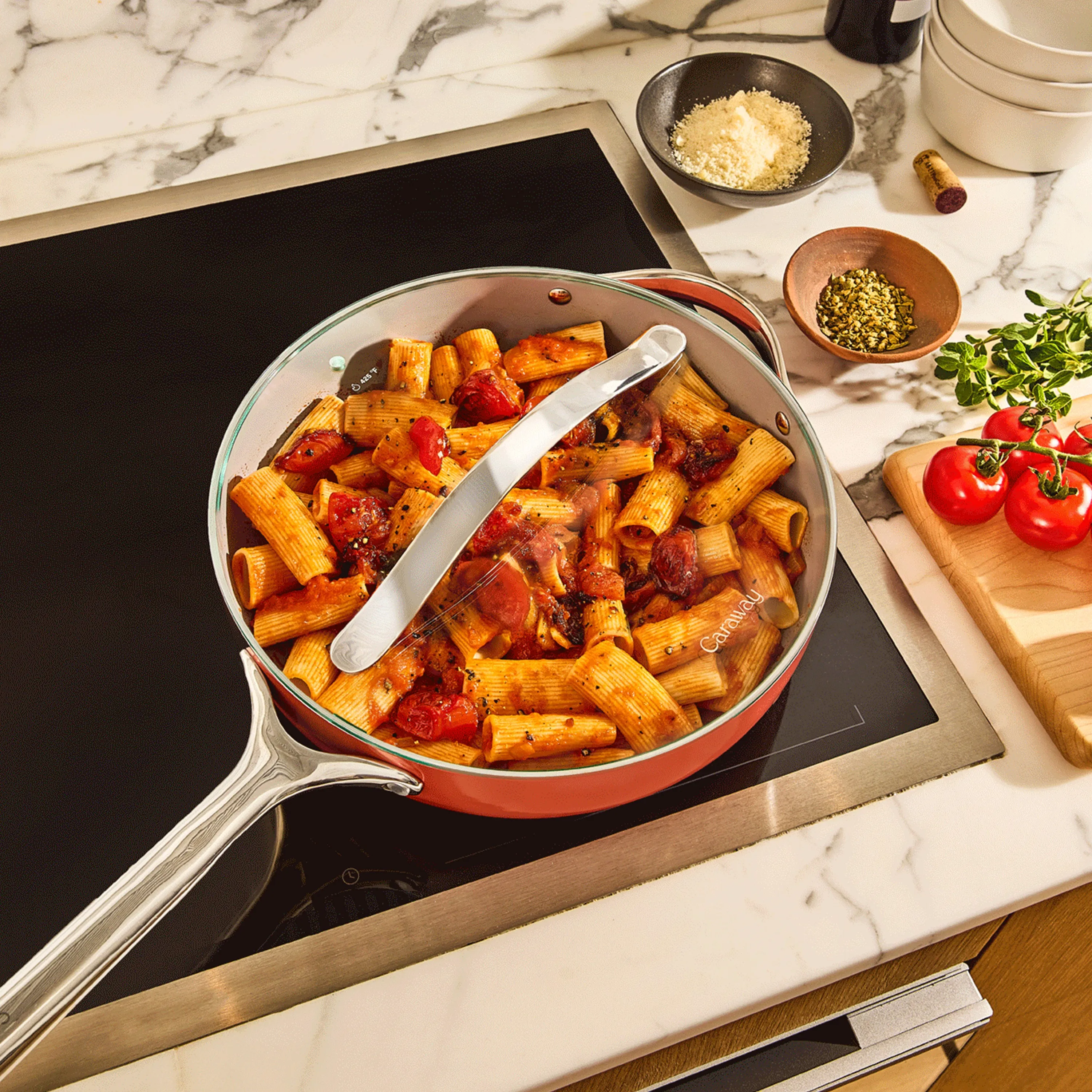 Nonstick Ceramic Sauté Pan with Lid, 4.5 qt
