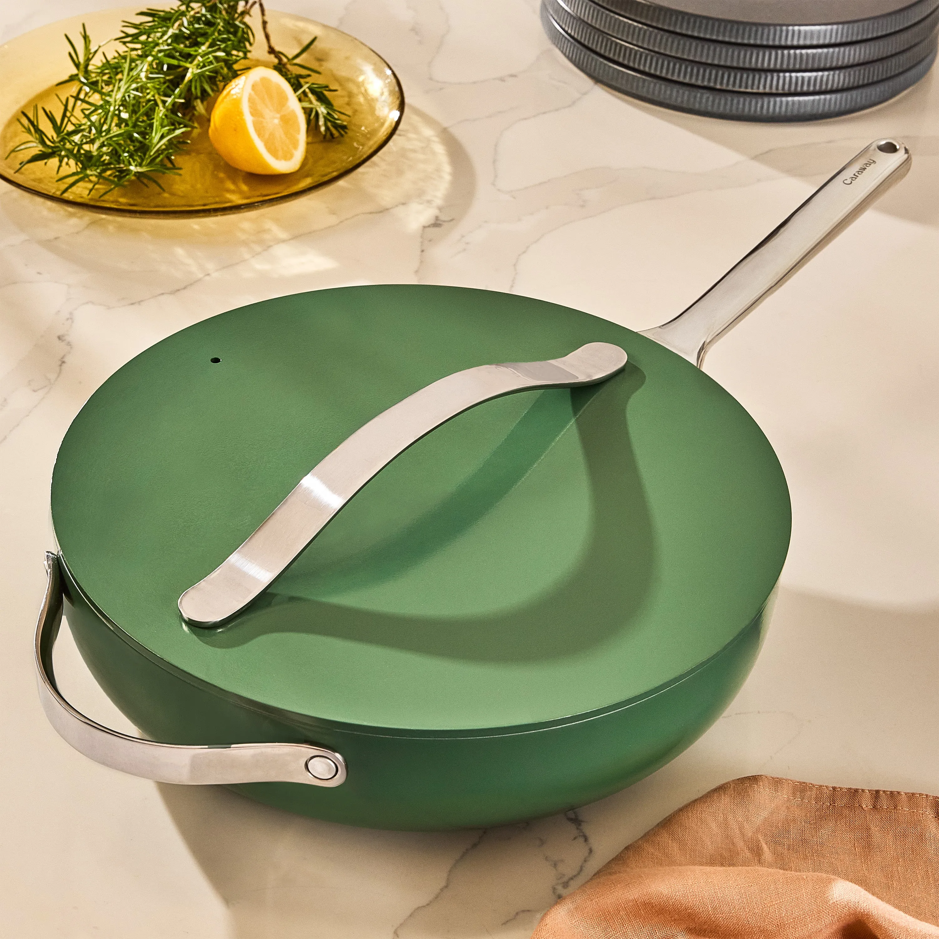 Nonstick Ceramic Sauté Pan with Lid, 4.5 qt