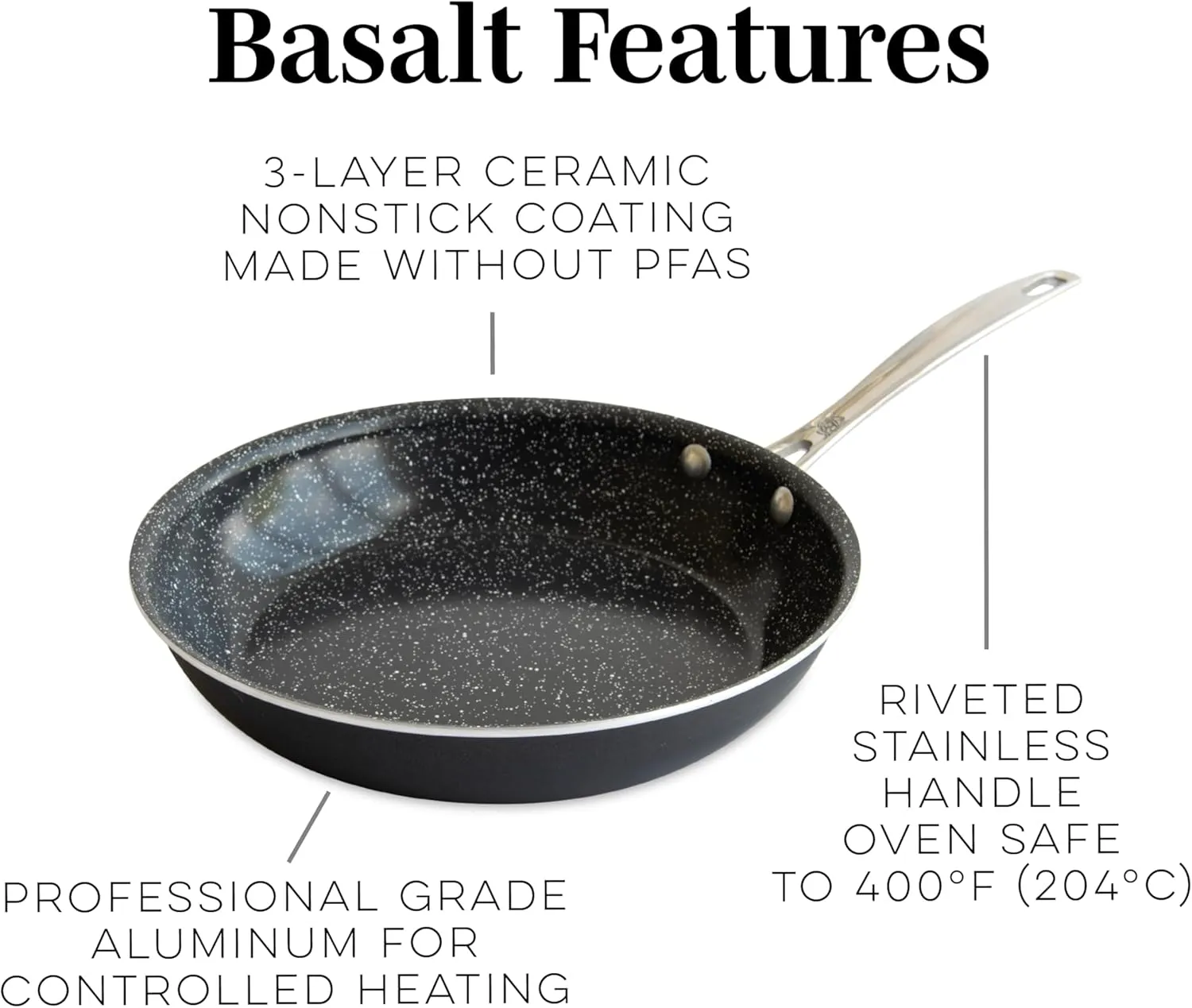 Nordic Ware Basalt Aluminum Saute Skillet, 12-Inch, Ceramic Coating
