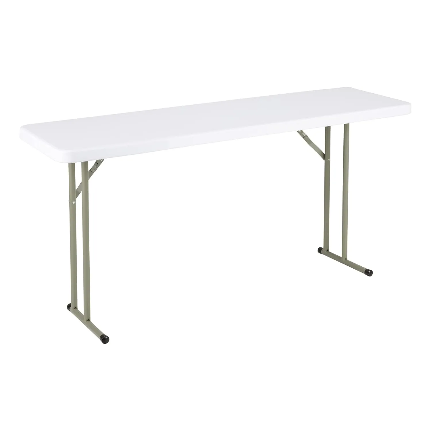 Norwood Commercial Furniture 5' Indoor/Outdoor Folding Training Table, Rectangular Blow-Molded Plastic Folding Training and Event Table, White