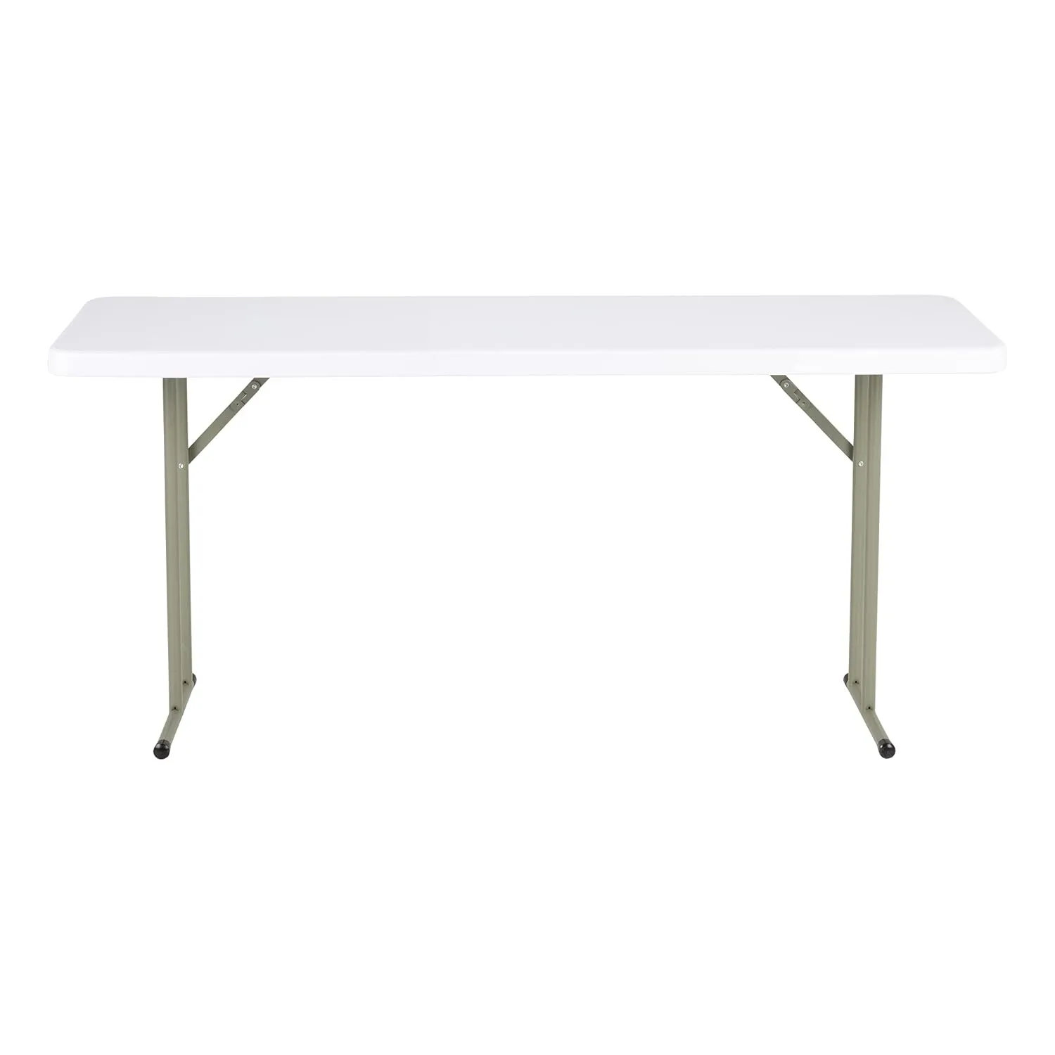 Norwood Commercial Furniture 5' Indoor/Outdoor Folding Training Table, Rectangular Blow-Molded Plastic Folding Training and Event Table, White