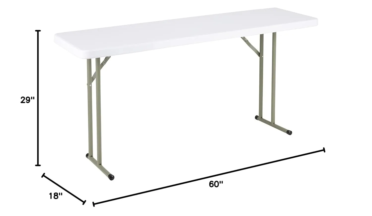 Norwood Commercial Furniture 5' Indoor/Outdoor Folding Training Table, Rectangular Blow-Molded Plastic Folding Training and Event Table, White
