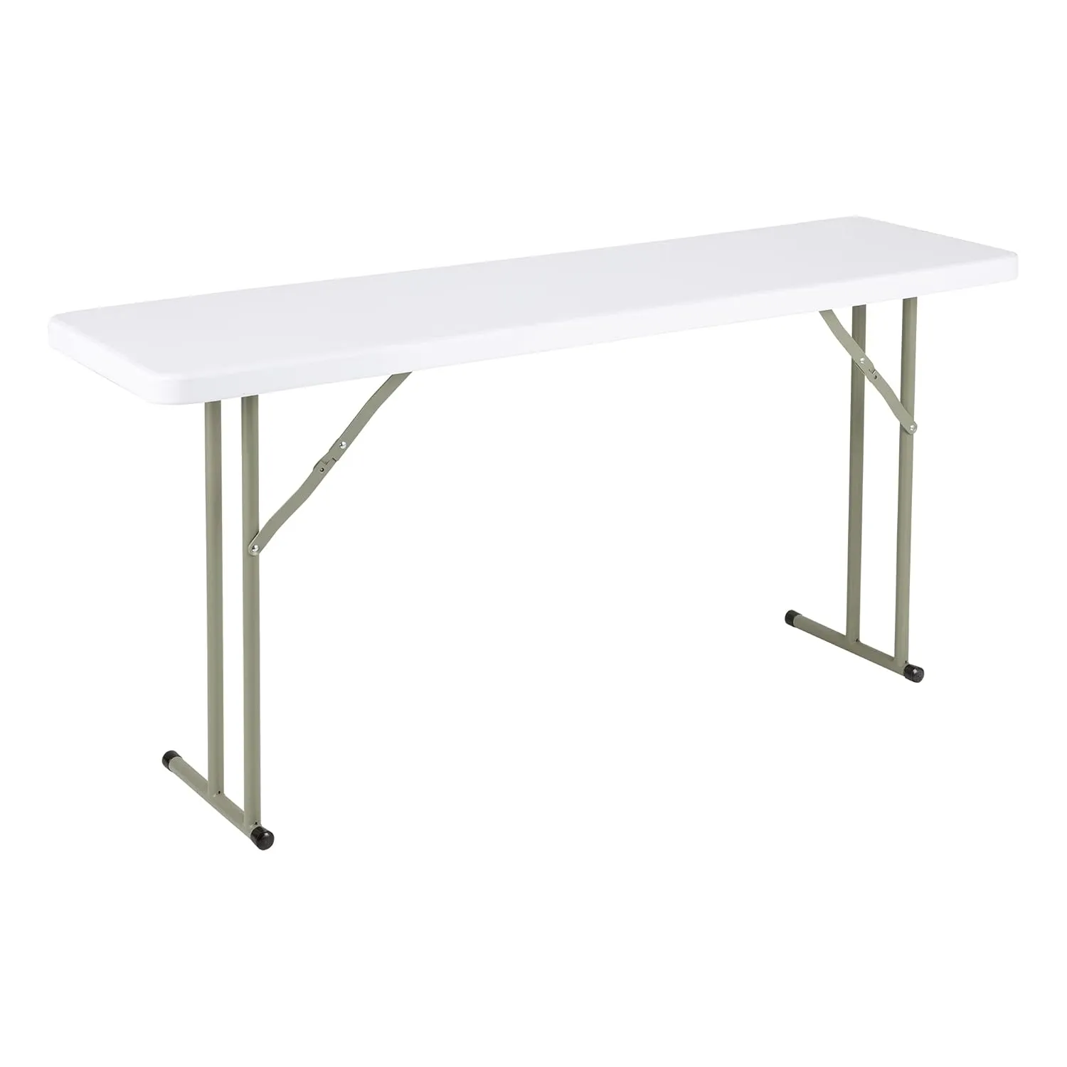 Norwood Commercial Furniture 5' Indoor/Outdoor Folding Training Table, Rectangular Blow-Molded Plastic Folding Training and Event Table, White
