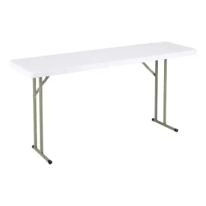 Norwood Commercial Furniture 5' Indoor/Outdoor Folding Training Table, Rectangular Blow-Molded Plastic Folding Training and Event Table, White