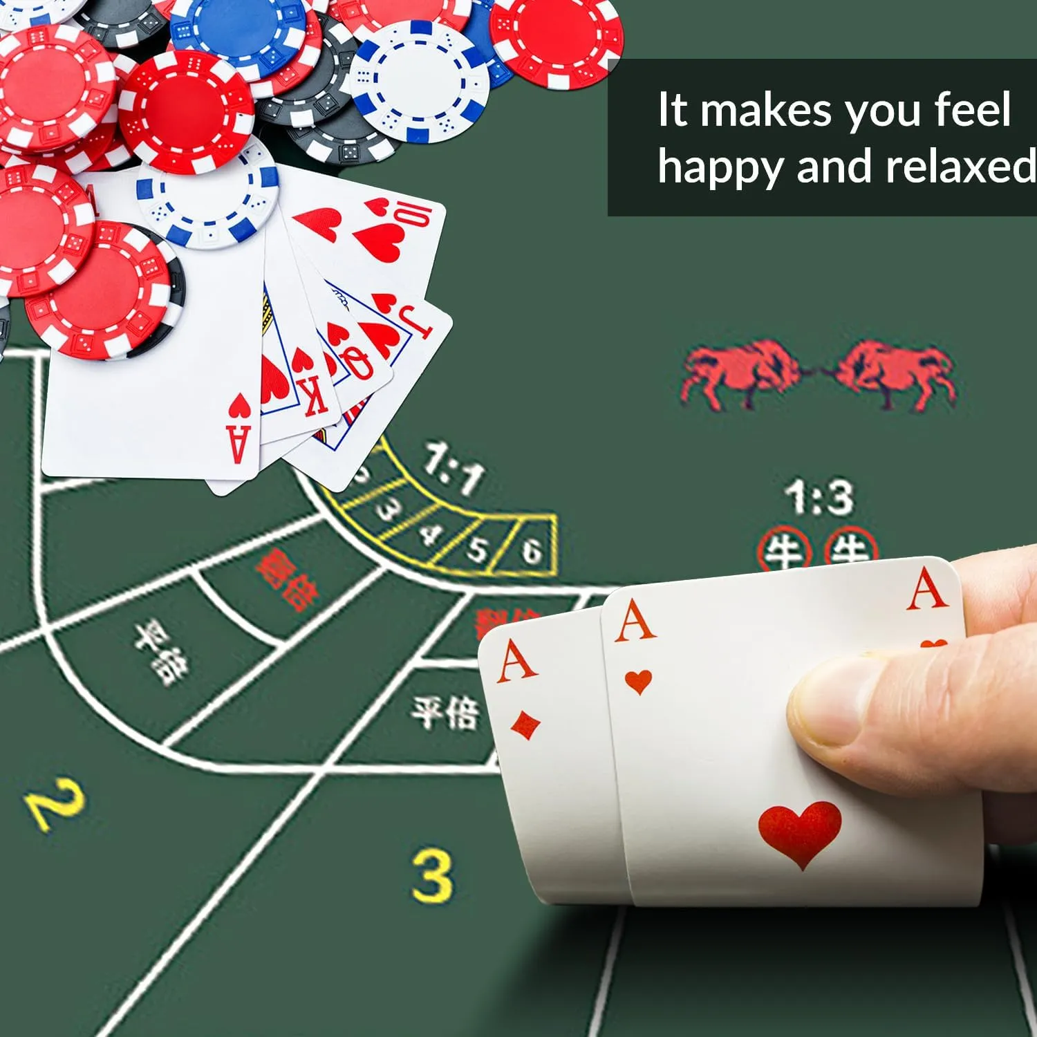 nuveti 47 x 24Inch Poker Mat Poker Table Top, Portable Texas Hold'em Poker Table Topper, Foldable Poker Table Tops Non-Slip Rubber Bottom for Card Games, Blackjack