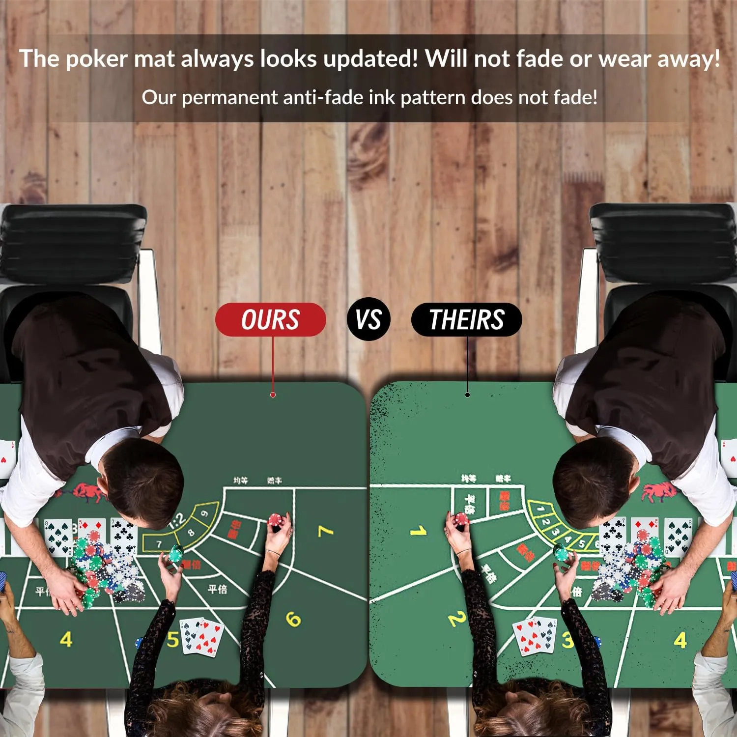 nuveti 47 x 24Inch Poker Mat Poker Table Top, Portable Texas Hold'em Poker Table Topper, Foldable Poker Table Tops Non-Slip Rubber Bottom for Card Games, Blackjack
