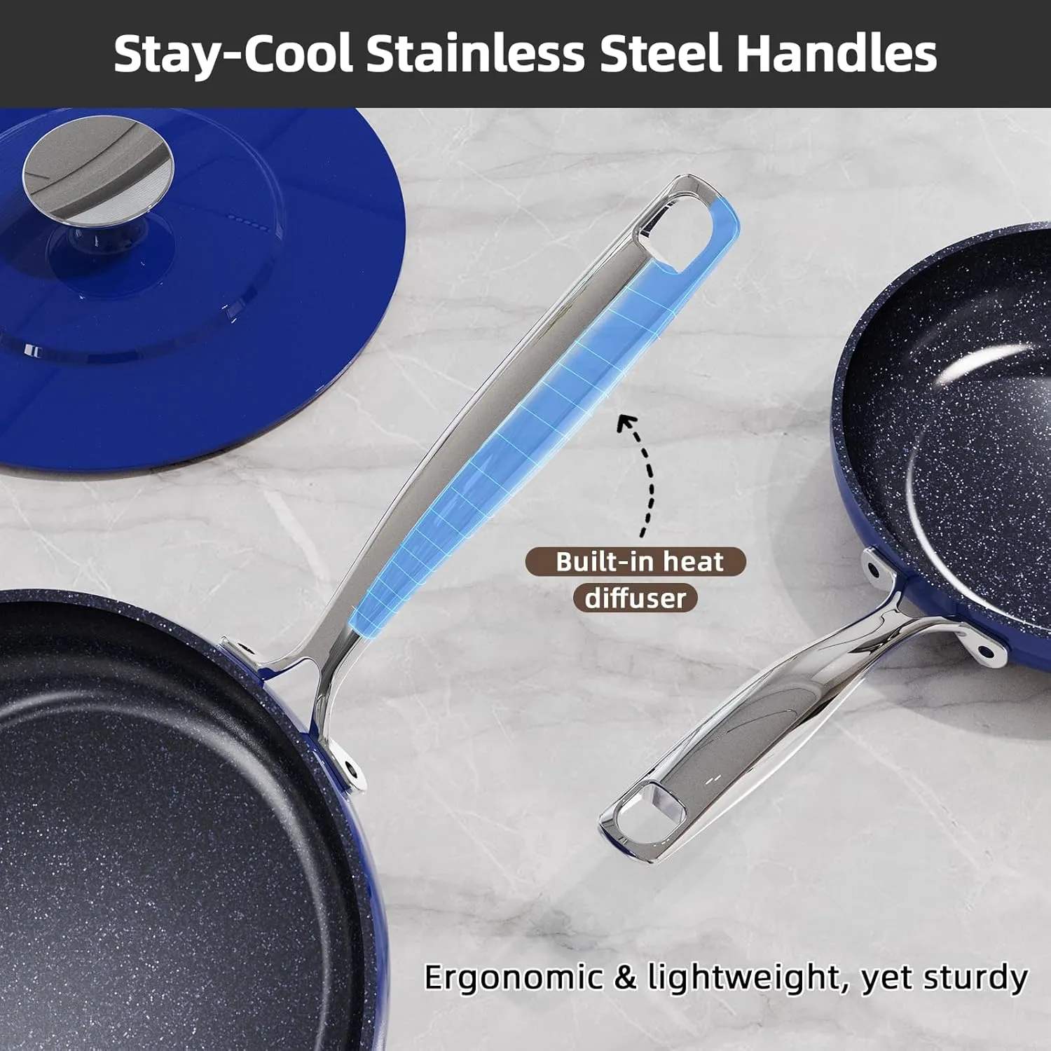 Nuwave Lux 13pc Forged Lightweight Cookware Set PFAS Free, Healthy G10 Duralon Ceramic Coating, Ultra Non-Stick, Stay-Cool Handles, Works on All Cooktops & Induction Ready