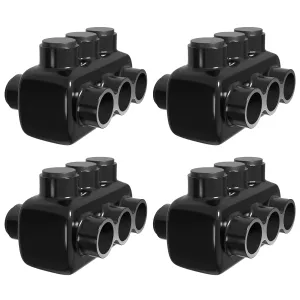 OHLECTRIC 4 Pack - Insulated Wire Connector 3 Port Dual Side Entry for 3/0-6 Wire Range Lugs with 7/32 Hex Screw, Pre-Filled with Oxide Inhibitor - Wire Connectors, Electrical Connectors, Wire Tap