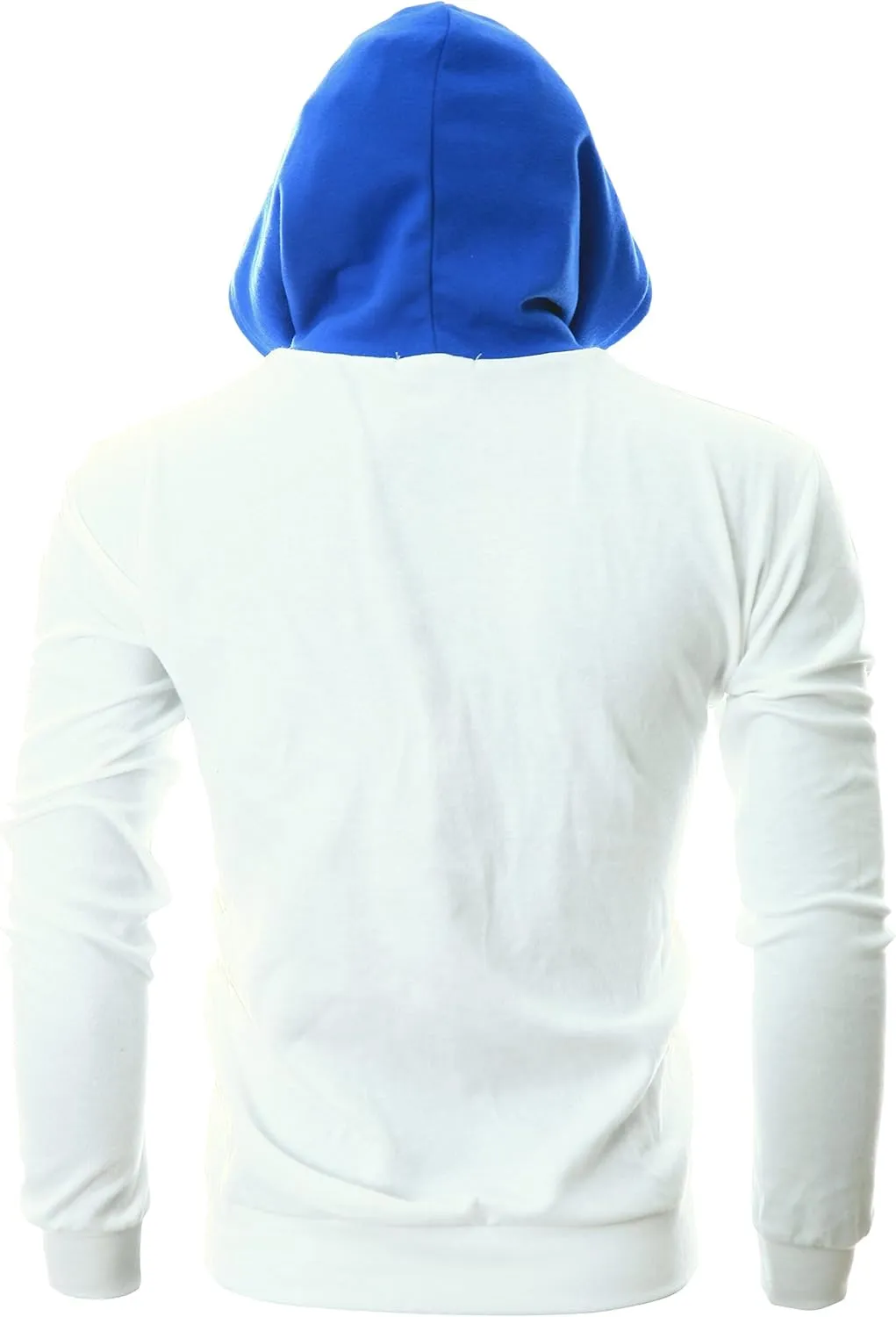 Ohoo Mens Color-Block Hooded Sweatshirt with Kangaroo Pocket Slim Fit Lightweight Pullover