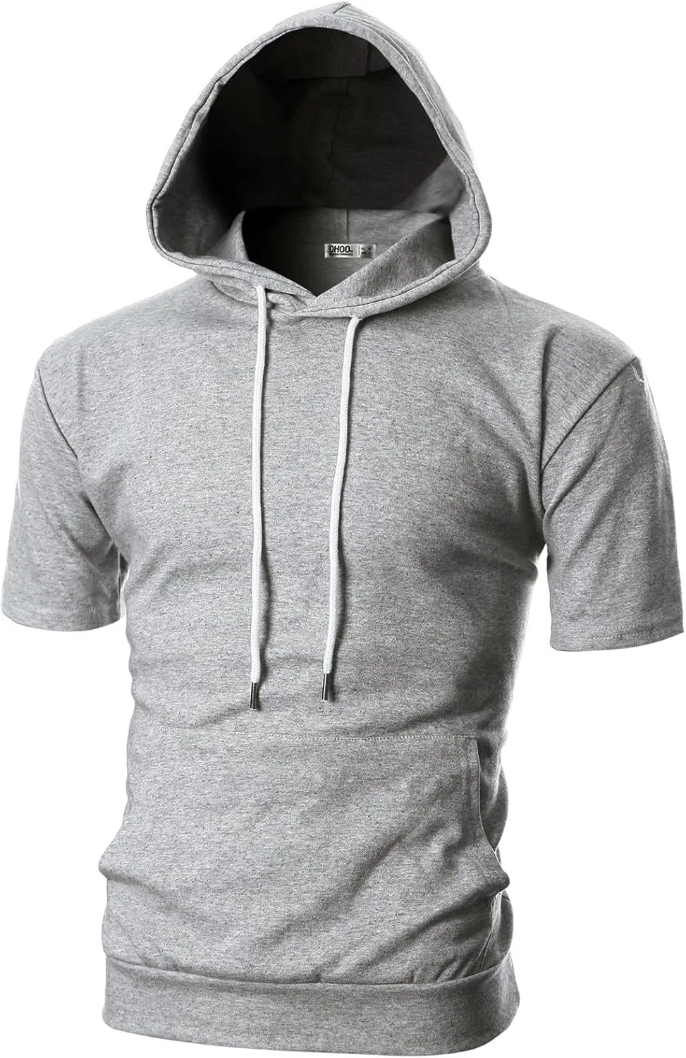Ohoo Men's Short Sleeve Hoodie Pullover Slim Fit Lightweight Summer Hooded Sweatshirt
