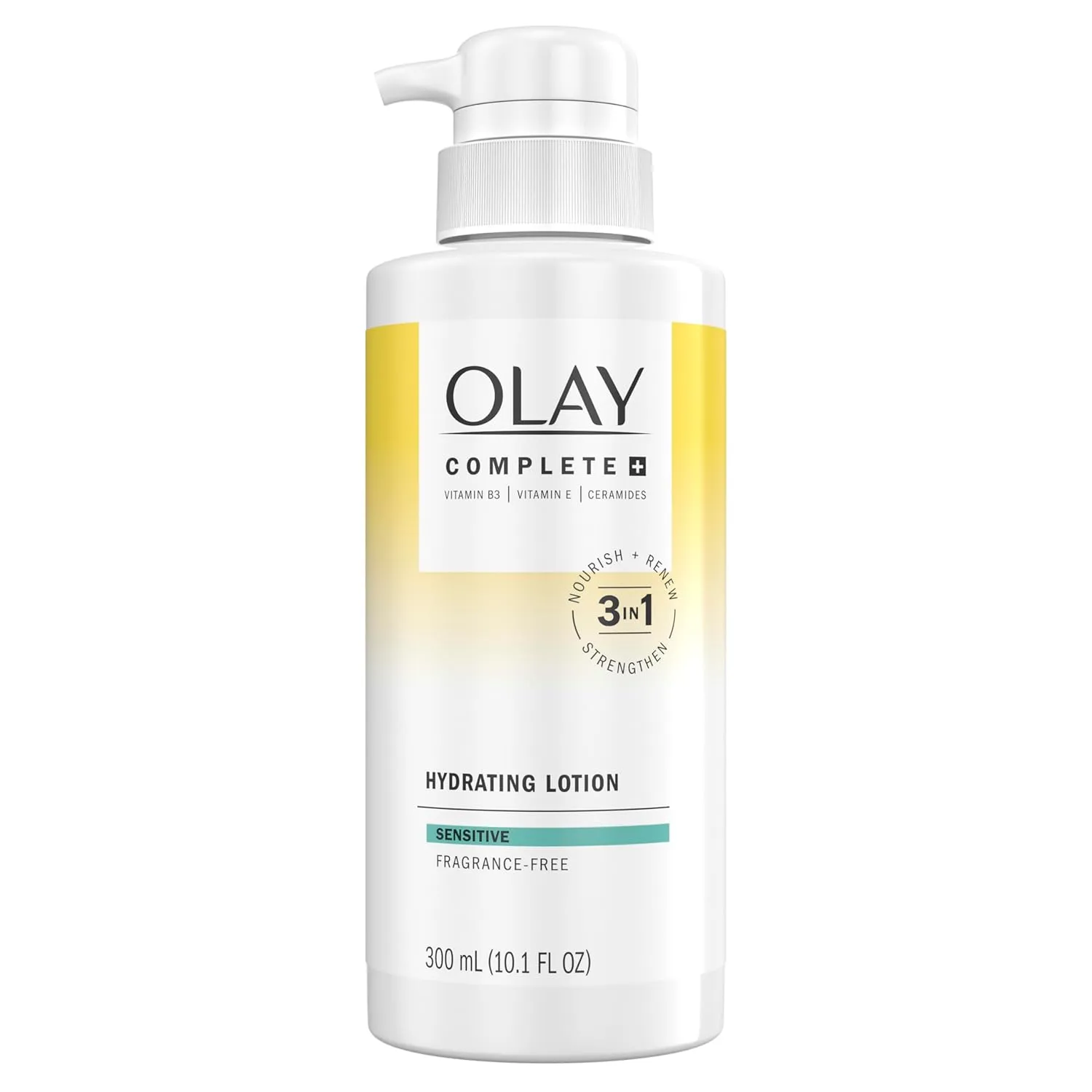 Olay Complete  Hydrating Lotion Fragrance-Free, 10.1 FL OZ, 3-in-1 Nourishing Face Moisturizer for All Skin Types with Vitamin B3, Vitamin E, and Ceramides